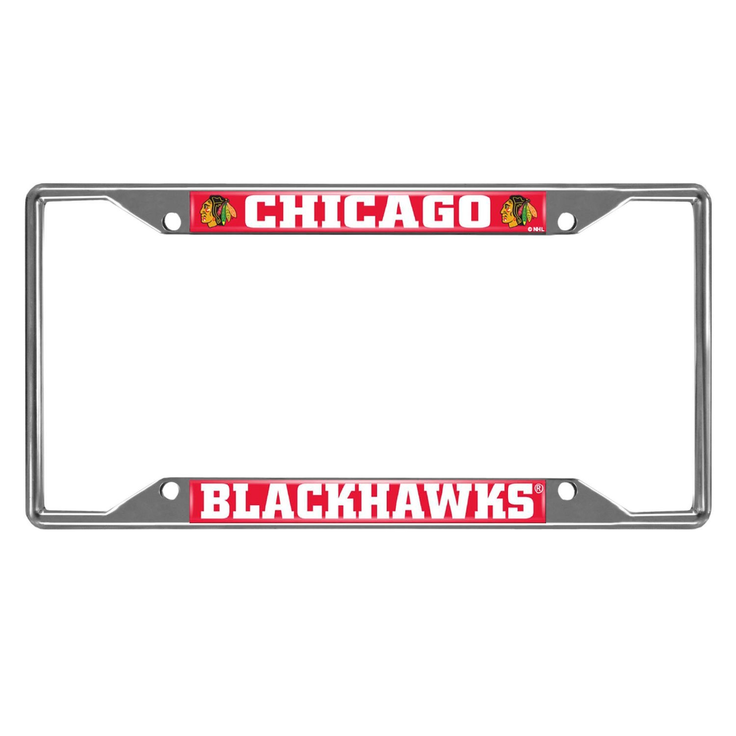 14790 Chrome-Metal License Plate Frame, 6.25 in. x 12.25 in., Chicago Blackhawks