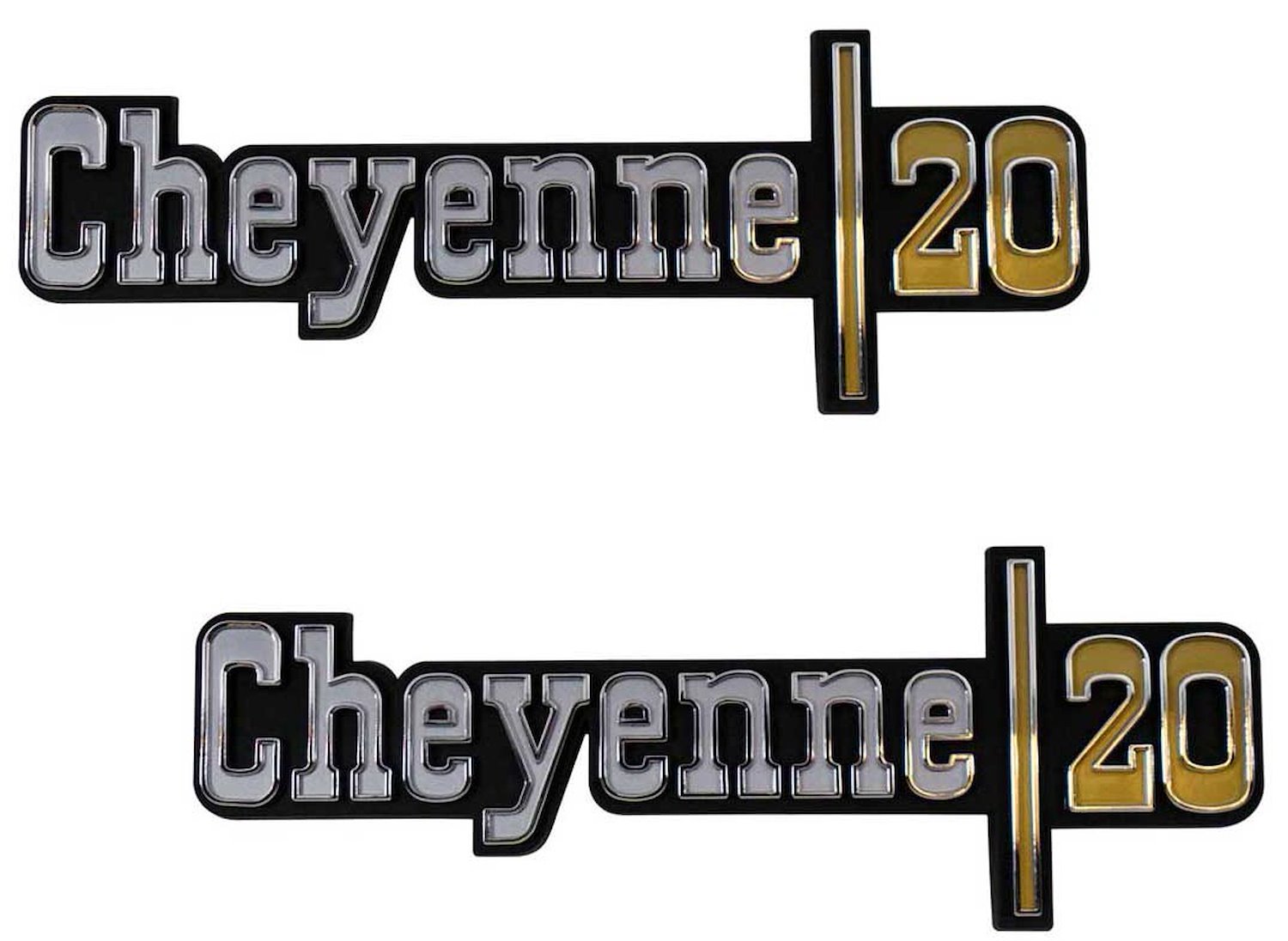Front Fender Emblem Set 1973-1974 Chevy Cheyenne 3/4 Ton - "Cheyenne 20"