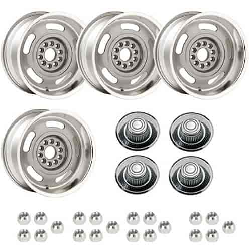 CRWTSD1 Corvette Rally Staggered Wheel Kit [Size: 17" x 8"/9"] Finish: Silver Powder Coated w/Machined Lip