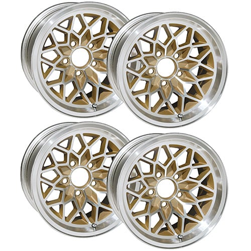 SFW158V2S Snowflake Wheel Set [Size: 15" x 8"] Finish: Gold Painted Recesses & Gloss Clear Coat