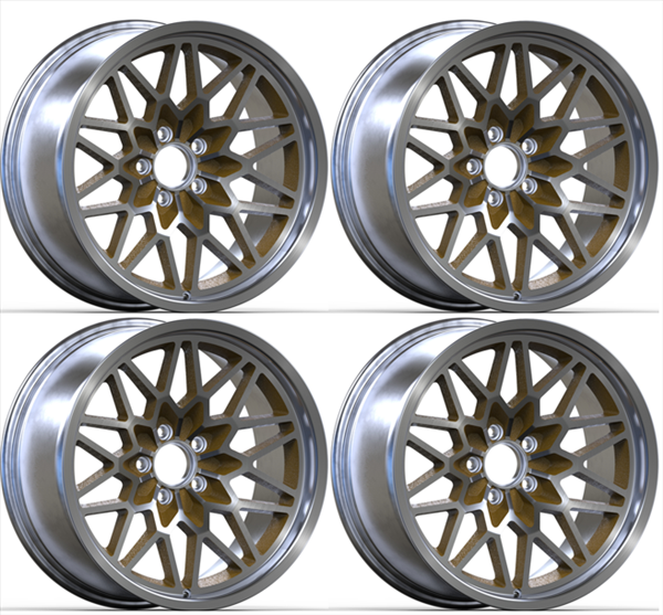 SFW199GLDS Snowflake Wheel Set [Size: 19" x 9.50"] Finish: Gold Painted Recesses & Gloss Clear Coat