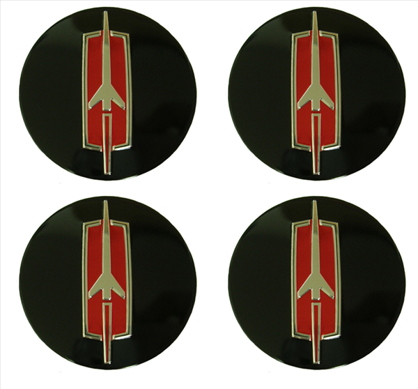 Center Caps for Olds SSII Wheels [Black with Red Rocket] Set of 4