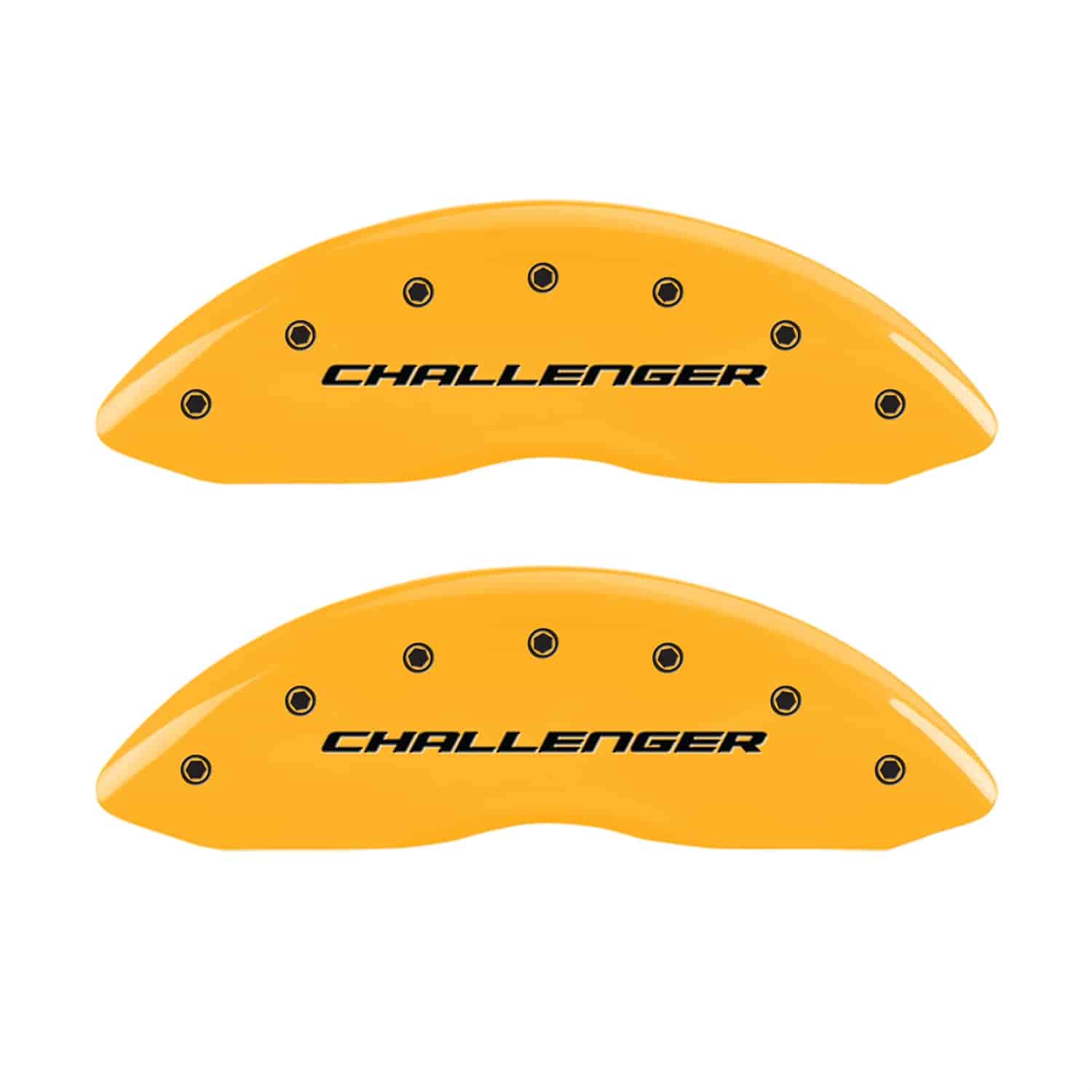 Set of 4 caliper covers Engraved Front Block/Challenger - Engraved Rear Vintage Style/RT Yellow powd