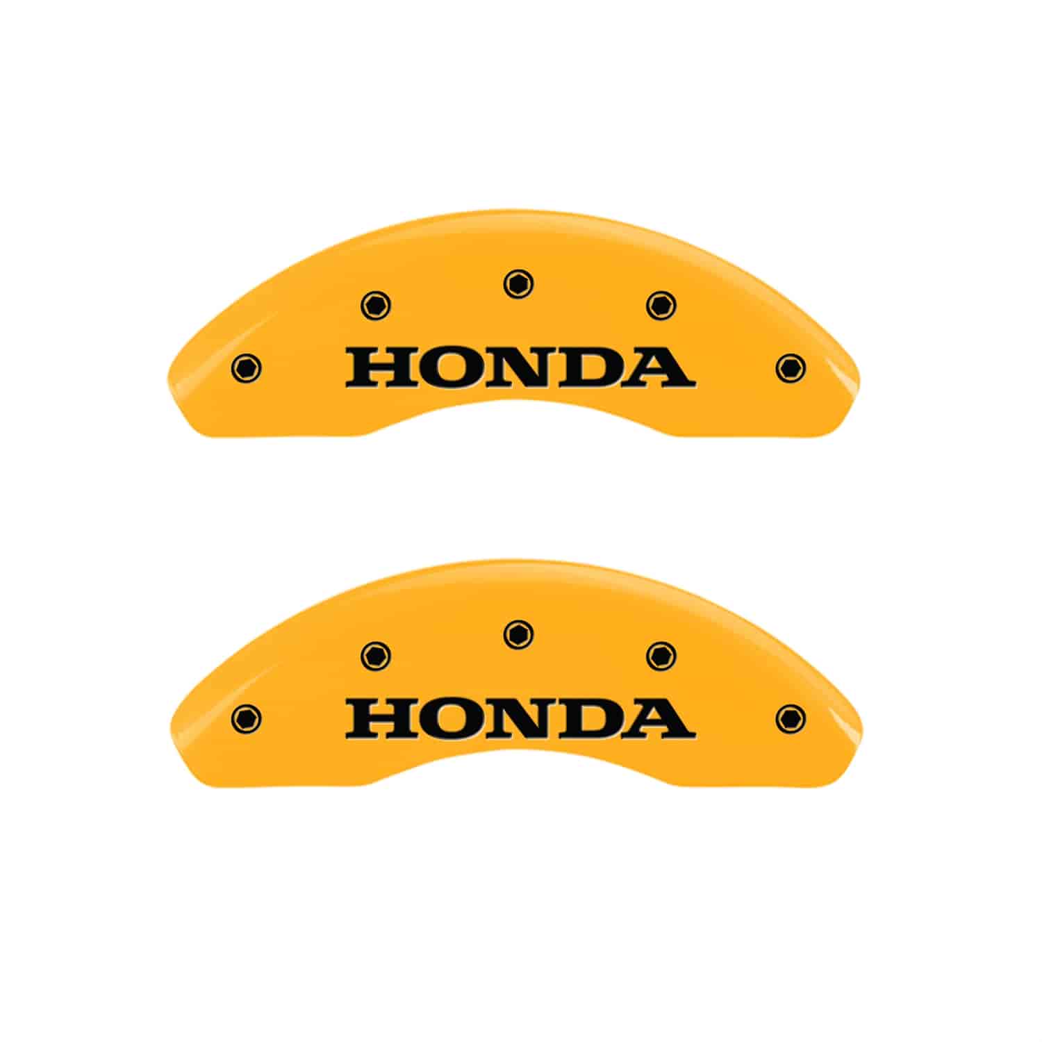 Set of 4 caliper covers Engraved Front Honda - Engraved Rear H Logo Yellow powder coat finish black characters