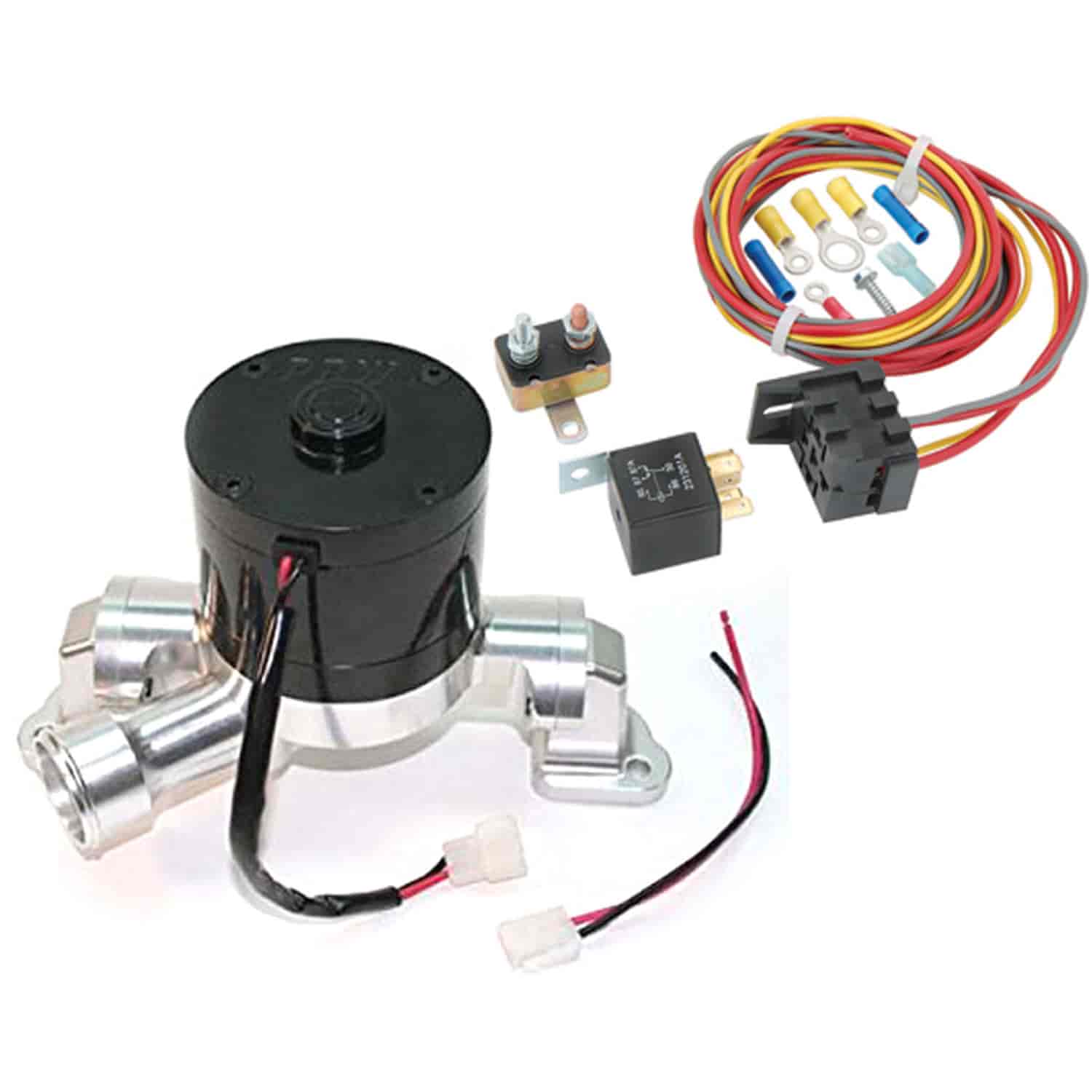 Electric Water Pump & Relay Kit Small Block Chevy 265-400 Left Inlet