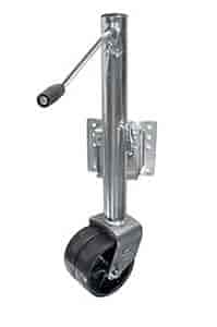 Swivel Jack 1500lbs. Capacity Side Wind Bolt-On Dual 6 in. Casters 12 in. Travel Packaged