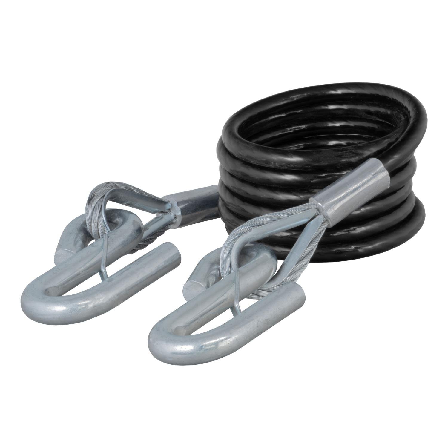 Coiled Tow Bar Safety Cable with Hooks [84 in. x 3/8 in.]