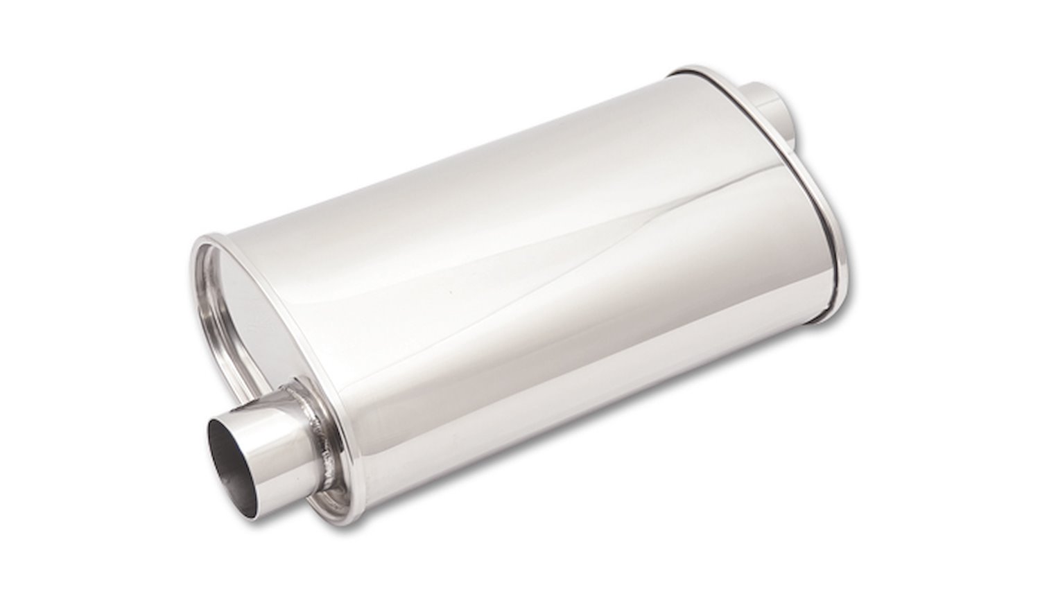 STREETPOWER Universal Muffler [Single Offset 2 1/4 in Inlet, Single Offset 2 1/4 in. Outlet, Stainless Steel]
