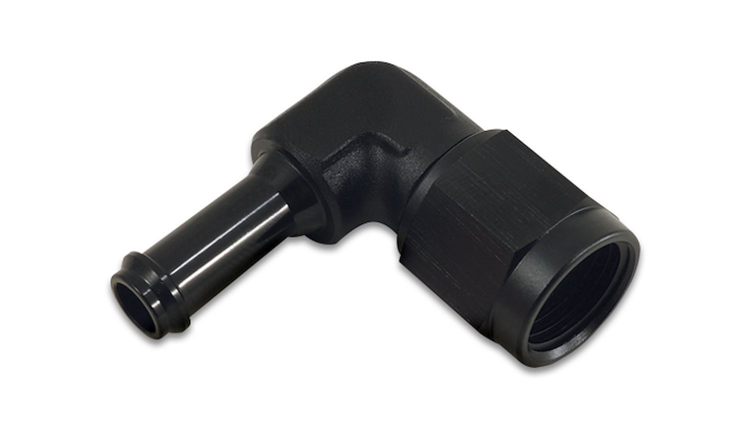 12026 90 Degree AN Female to Barb Adapter Fitting [-6 AN Female to 3/8 in. Barb, Black]