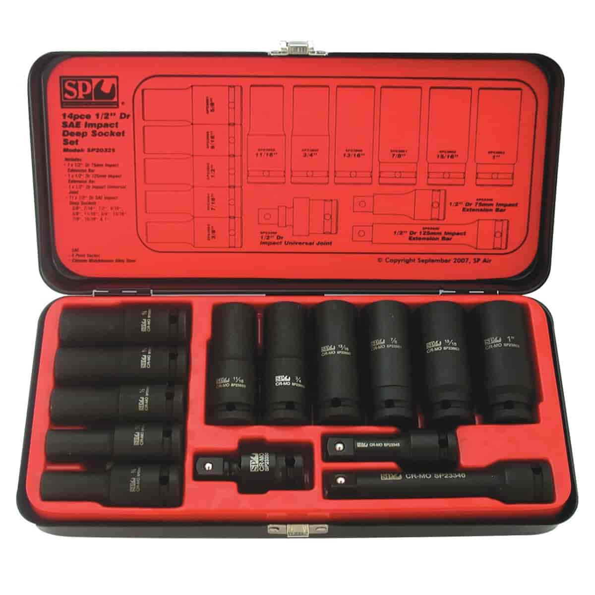 14-Piece SAE 6-Point, 1/2 in. Drive Deep Impact Socket Set