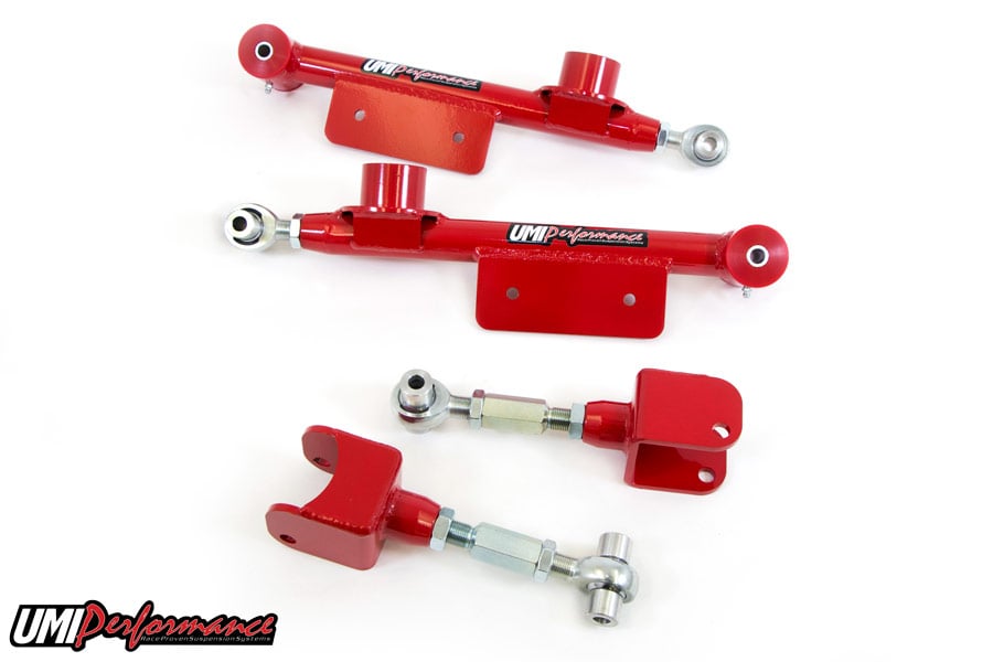 The UMI adjustable control arm kit with rod ends includes one set of our tubular single adjustable l