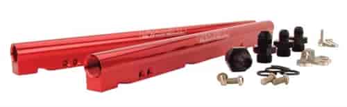 LSXR Billet Fuel Rail Kit LS3/LS7 Red with Fittings, O-Rings, Hardware
