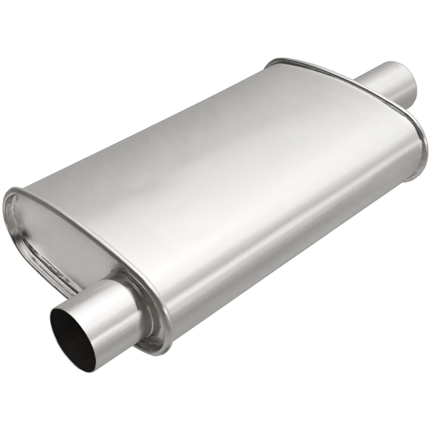 Universal Exhaust Muffler, Oval, Inlet/Outlet: 2.25 in., Offset/Center
