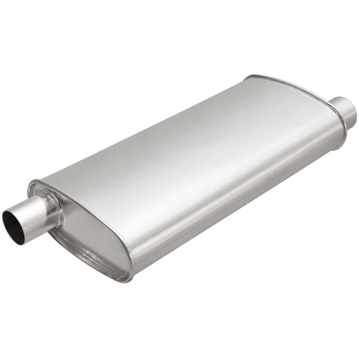 Universal Exhaust Muffler, Oval, Inlet/Outlet: 2 in., Offset/Offset