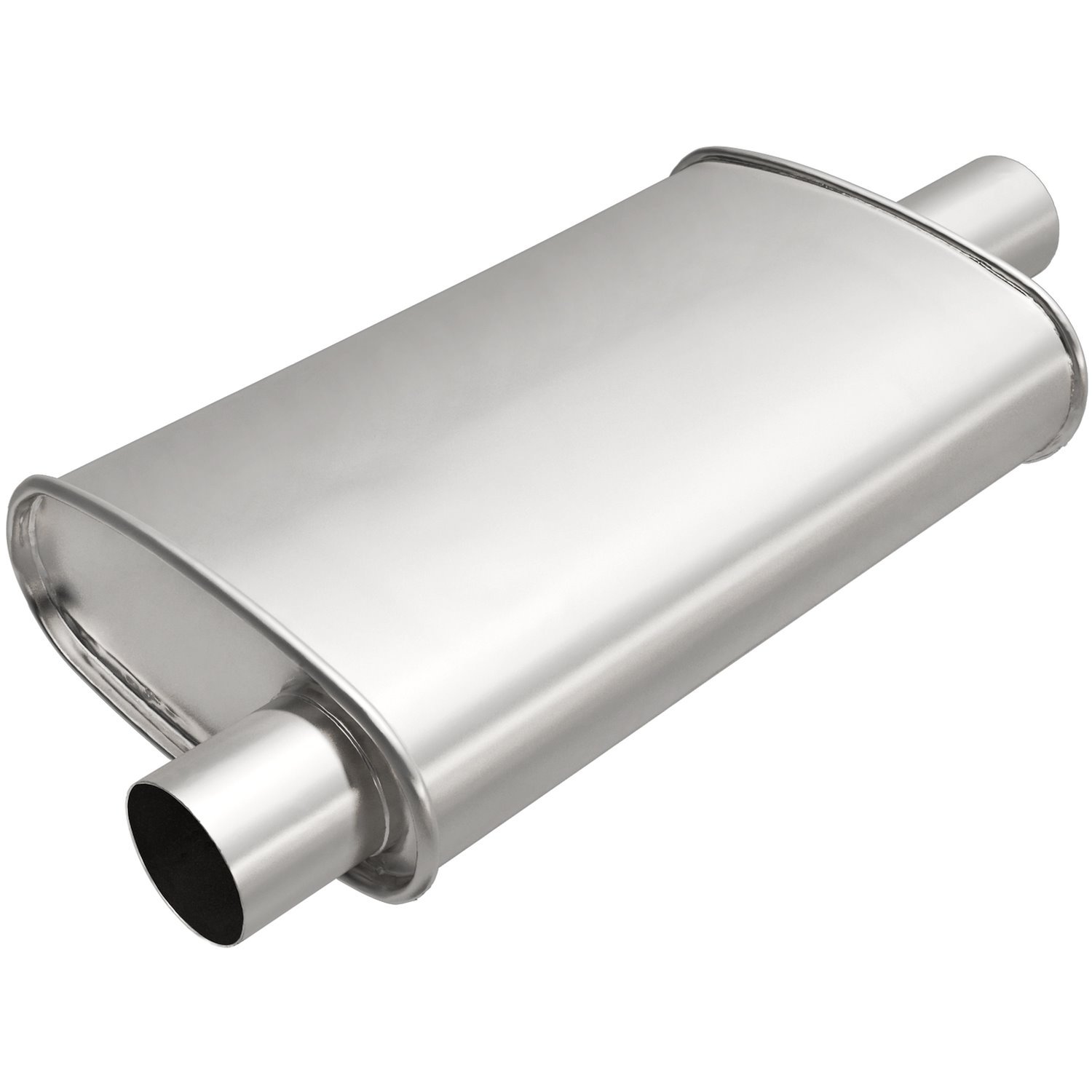 Universal Exhaust Muffler, Oval, Inlet/Outlet: 2.25 in., Center/Offset