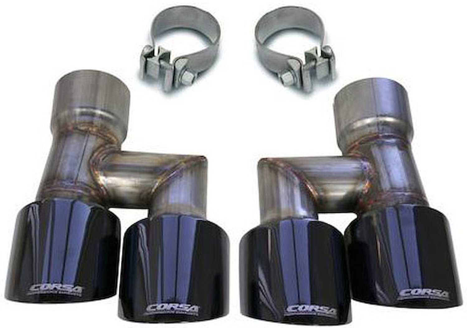 Pro Series Quad Exhaust Tip Kit for Ford Mustang 3 in. Inlet/4 in. Dual Rear Twin Outlet - Black