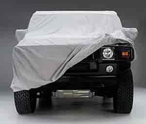 Custom Fit Car Cover WeatherShield HD Gray w/Side Steps/Rack/Grille Guard/Rear Spare 2 Mirror Pockets Size T3