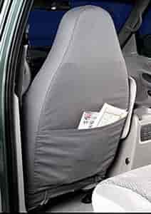 SeatSaver Custom Seat Cover Polycotton Misty Gray w/40/20/40 High Back Bench Seat w/Shoulder Belt In Seat Back