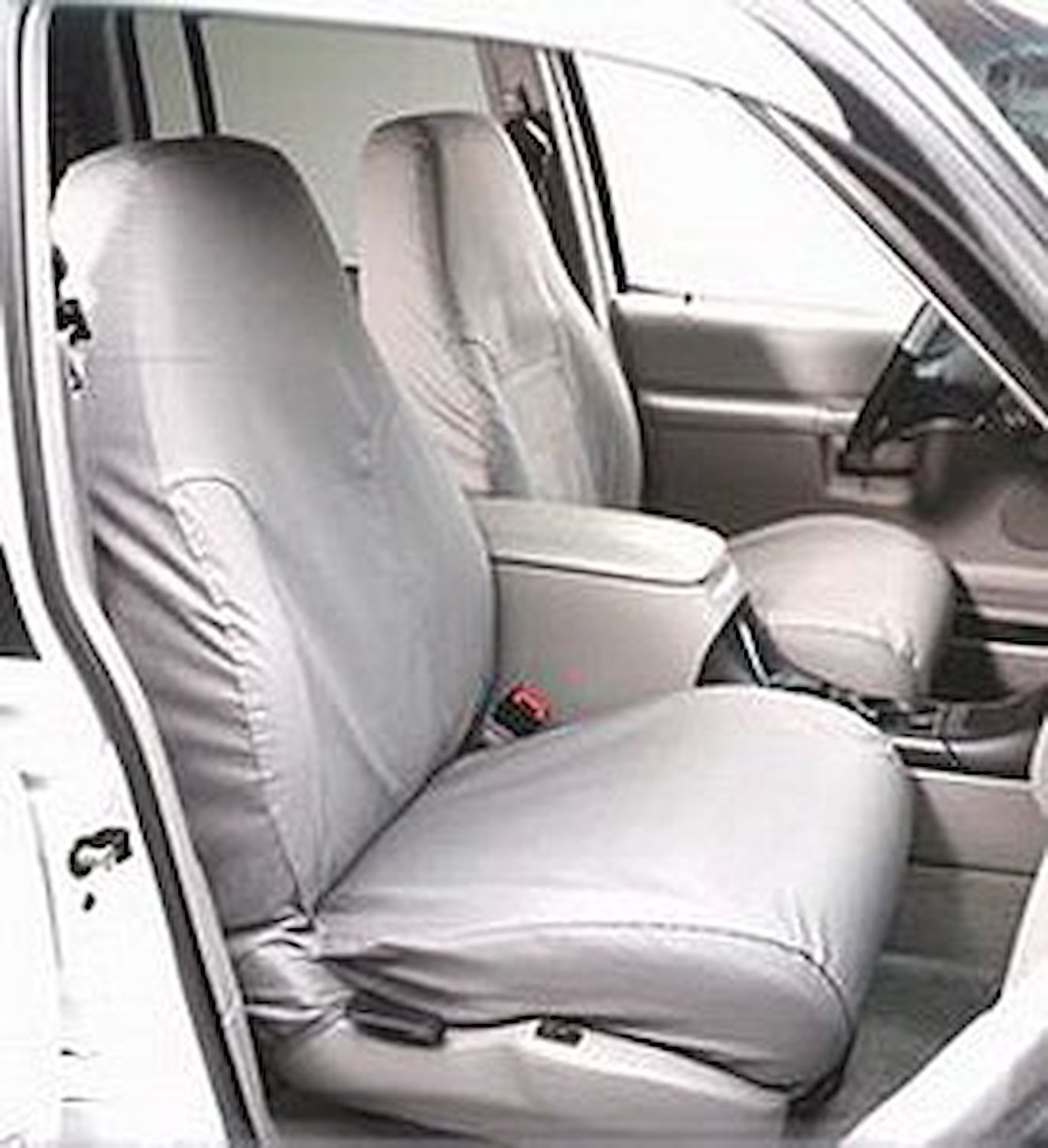 SeatSaver Custom Seat Cover Polycotton Gray/Silver w/40/20/40 High Back Bench Seat w/Shoulder Belt In Seat Back