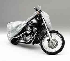 Custom Fit Motorcycle Cover Silver Urethane Retail Box Designed To Fit w/Handlebars Locked To Left