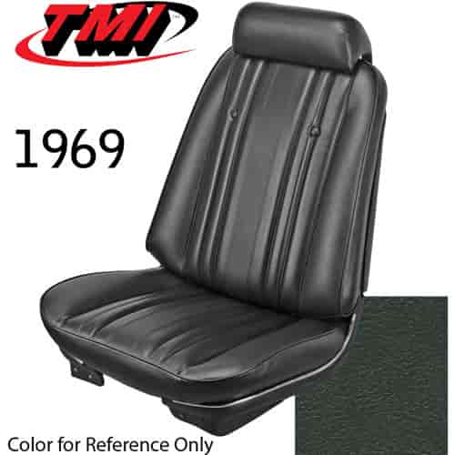 43-82209-3606 DARK GREEN - CHEVELLE 1969 COUPE OR CONVERTIBLE STANDARD FRONT BUCKET SEAT UPHOLSTERY 1 PAIR