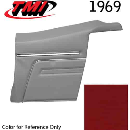 10-8149-3597 RED - 1969 CAMARO CONVERTIBLE STANDARD REAR QUARTER TRIM PANELS OE CONCOURS SERIES PRE-ASSEMBLED