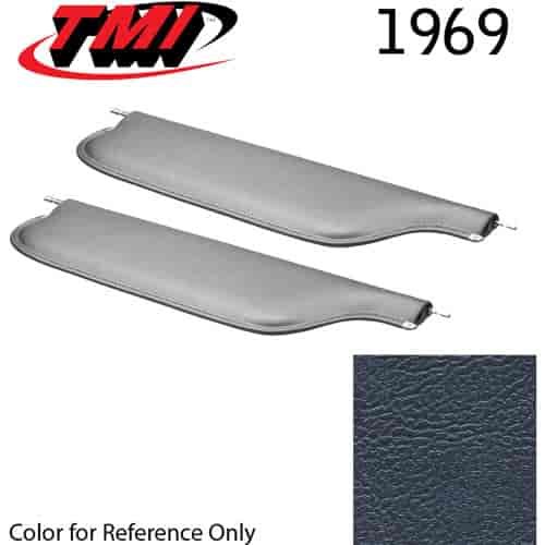 21-81407-3598 DARK BLUE - 1969 CAMARO CONVERTIBLE MADRID GRAIN UPHOLSTERY VINYL - PAIR OF SUNVISORS