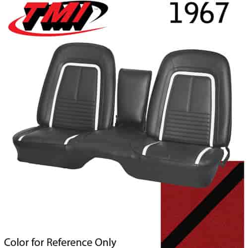 43-80907-3048-1S PARCHMENT W/ BLACK STRIPE - CAMARO 1967 FRONT ONLY SPORT BUCKET SEAT UPHOLSTERY DELUXE VINYL