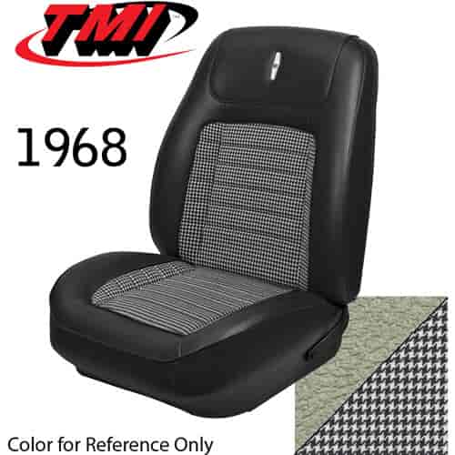 43-80908-3295-9440 PARCHMENT W/ BLK/WHT HOUNDSTOOTH - CAMARO 1968 FRONT ONLY SPORT BUCKET SEAT UPHOLSTERY DELUXE HOUNDSTOOTH