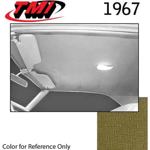 20-8057-929 GOLD - 1967 COUPE HEADLINER INCLUDES EXTRA VINYL TO COVER SAILPANELS W/O BACKBOARDS