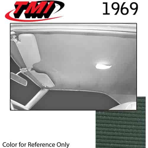 20-8058-976 DARK GREEN - 1969 COUPE HEADLINER INCLUDES EXTRA VINYL TO COVER SAILPANELS W/O BACKBOARDS