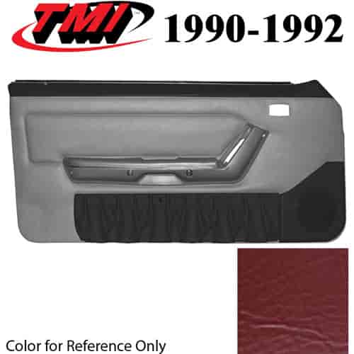 10-73101-6244-6244 SCARLET RED 1990-92 - 1993 MUSTANG COUPE & HATCHBACK DOOR PANELS POWER WINDOWS WITH VINYL INSERTS
