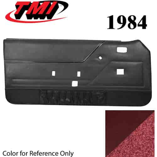 10-73104-3116-7298 CANYON RED WITH RED CARPET - 1985 MUSTANG COUPE & HATCHBACK DOOR PANELS POWER WINDOWS POWER DOOR LOCKS