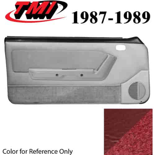 10-73127-6244-57-815 SCARLET RED - 1987-89 MUSTANG COUPE & HATCHBACK DOOR PANELS POWER WINDOWS WITH VELOUR INSERTS