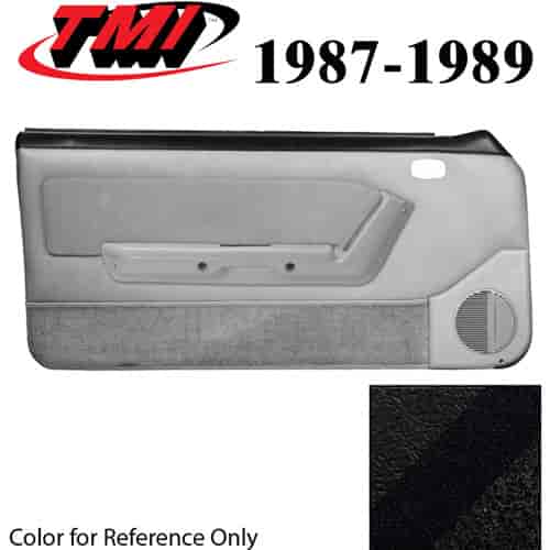 10-73127-958-51-801 BLACK NOT ORIGINAL - 1987-89 MUSTANG COUPE & HATCHBACK DOOR PANELS POWER WINDOWS WITH VELOUR INSERTS