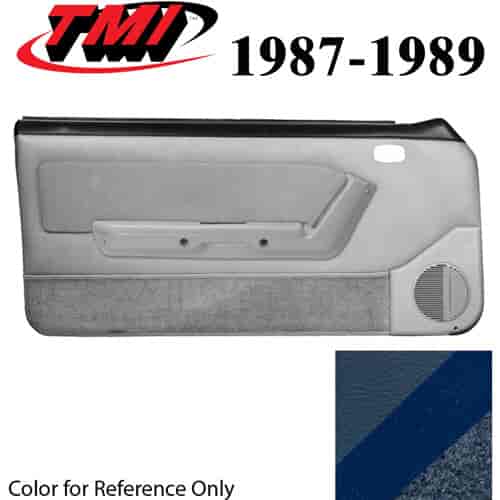 10-73127-968-58-9304 REGATTA BLUE - 1987-89 MUSTANG COUPE & HATCHBACK DOOR PANELS POWER WINDOWS WITH VELOUR INSERTS