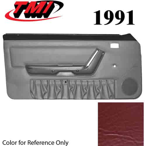 10-73201-6244-6244 SCARLET RED 1990-92 - 1993 MUSTANG COUPE & HATCHBACK DOOR PANELS MANUAL WINDOWS WITH VINYL INSERTS