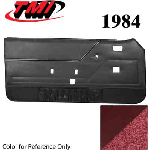 10-73204-3116-7298 CANYON RED WITH RED CARPET - 1985 MUSTANG COUPE & HATCHBACK DOOR PANELS MANUAL WINDOWS
