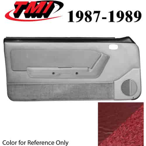 10-73207-6244-44-815 SCARLET RED - 1987-89 MUSTANG COUPE & HATCHBACK DOOR PANELS MANUAL WINDOWS WITH VINYL INSERTS