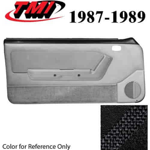 10-73217-958-70-801 BLACK NOT ORIGINAL - 1987-89 MUSTANG COUPE & HATCHBACK DOOR PANELS MANUAL WINDOWS WITH TWEED INSERTS