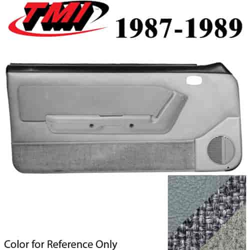 10-73227-953-56-857 MEDIUM SMOKE GRAY - 1987-89 MUSTANG COUPE & HATCHBACK DOOR PANELS MANUAL WINDOWS WITH VELOUR INSERTS
