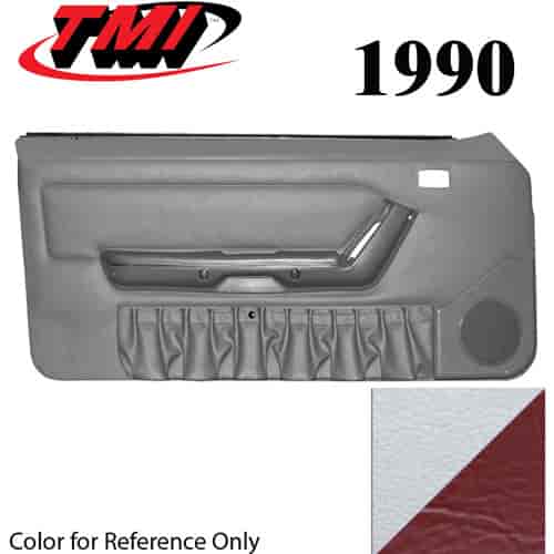 10-74200-965-6244-44 WHITE WITH SCARLET RED 1990-92 - 1995 MUSTANG CONVERTIBLE DOOR PANELS MANUAL WINDOWS WITH VINYL INSERTS