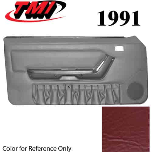 10-74201-6244-6244 SCARLET RED 1990-92 - 1993 MUSTANG CONVERTIBLE DOOR PANELS MANUAL WINDOWS WITH VINYL INSERTS