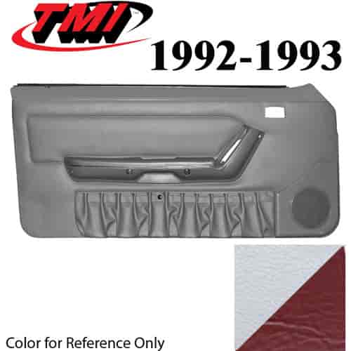 10-74202-965-6244 WHITE WITH SCARLET RED 1990-92 - 1992-93 MUSTANG CONVERTIBLE DOOR PANELS MANUAL WINDOWS WITHOUT INSERTS
