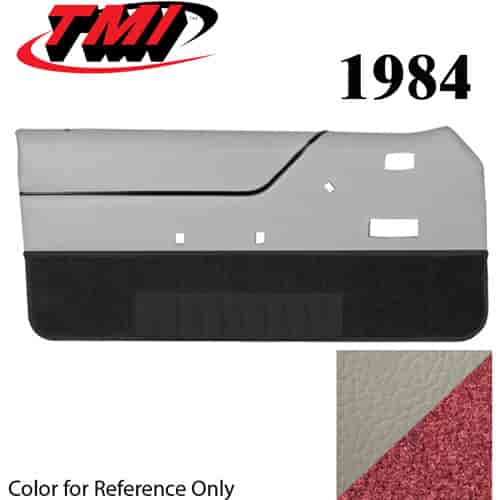 10-74204-997-7298 OXFORD WHITE WITH RED CARPET 1984 - 1989 MUSTANG CONVERTIBLE DOOR PANELS MANUAL WINDOWS