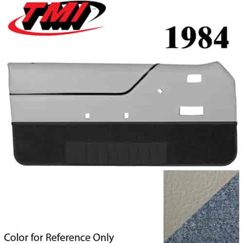 10-74204-997-8082 OXFORD WHITE WITH BLUE CARPET 1984 - 1990 MUSTANG CONVERTIBLE DOOR PANELS MANUAL WINDOWS
