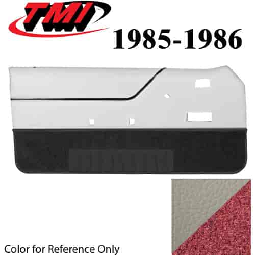 10-74205-997-7P-7298 OXFORD WHITE WITH RED - 1985-86 MUSTANG CONVERTIBLE DOOR PANELS MANUAL WINDOWS
