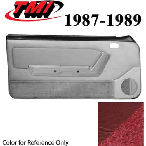 10-74207-6244-44-815 SCARLET RED - 1987-89 MUSTANG CONVERTIBLE DOOR PANELS MANUAL WINDOWS WITH VINYL INSERTS