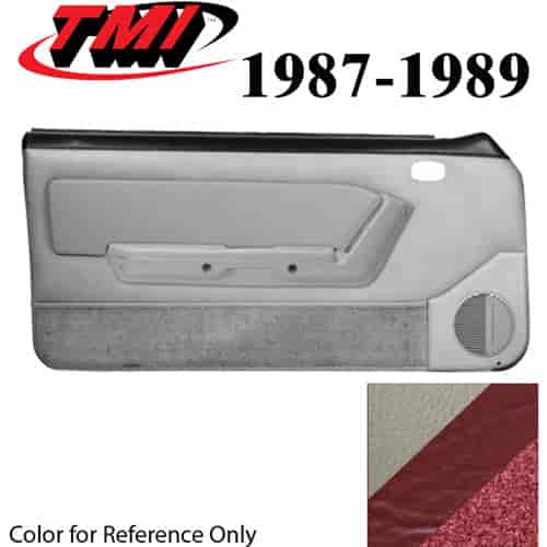 10-74207-997-6244-98 OXFORD WHITE WITH SCARLET RED - 1987-89 MUSTANG CONVERTIBLE DOOR PANELS MANUAL WINDOWS WITH VINYL INSERTS