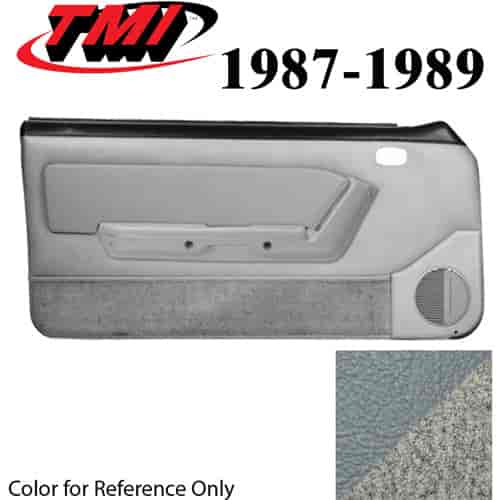 10-74207-997-953-857 OXFORD WHITE WITH MEDIUM GRAY - 1987-89 MUSTANG CONVERTIBLE DOOR PANELS MANUAL WINDOWS WITH VINYL INSERTS